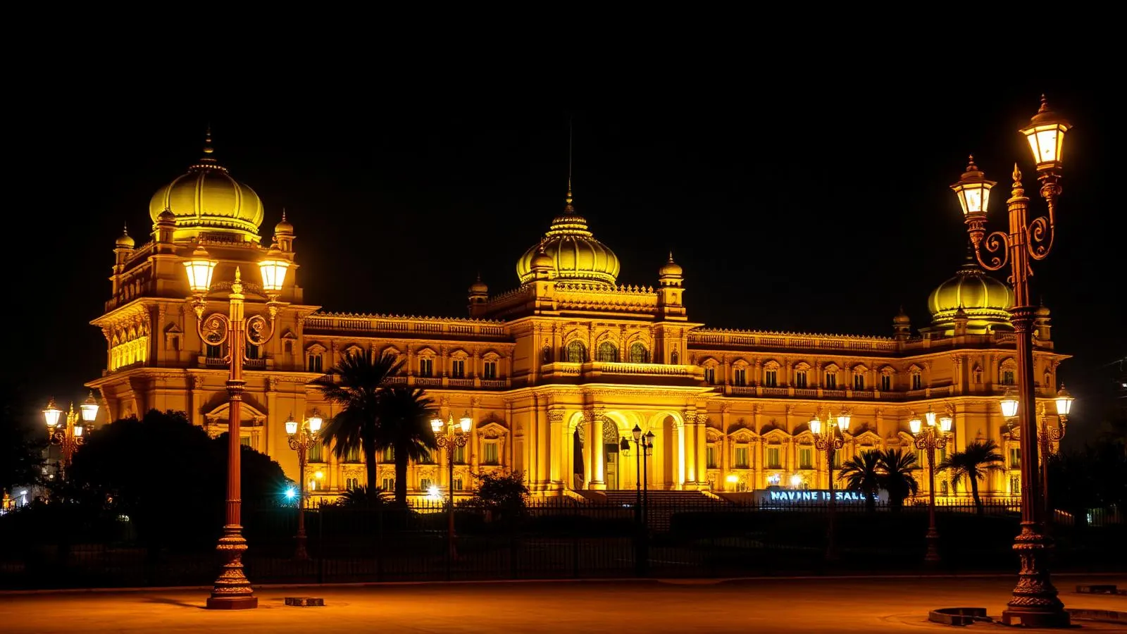 Decorative poles installed around Mysore Palace